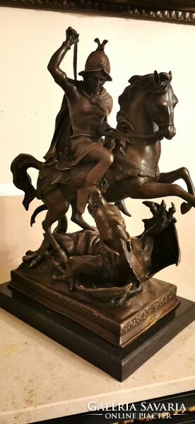 Sárkányölő Szent György - Monumentális bronz szobor műalkotás