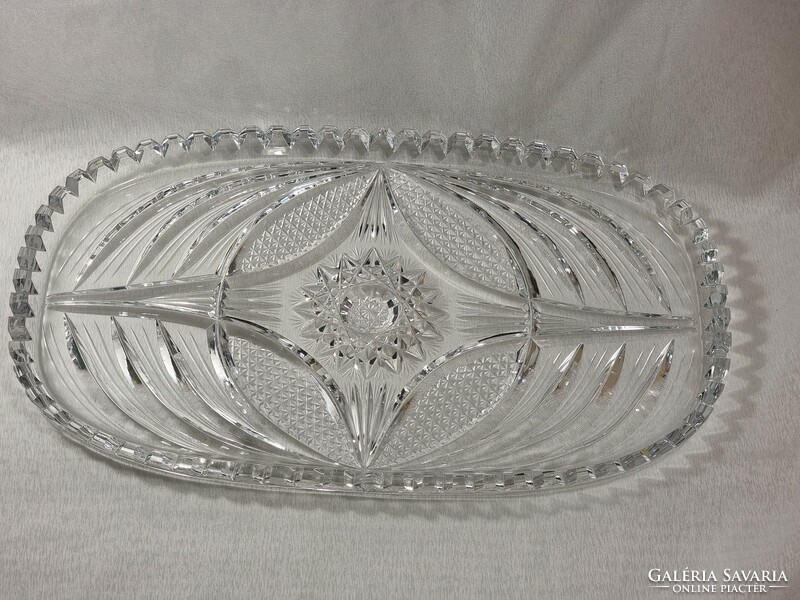 Beautiful heavy polished crystal tray, unmarked, second half of xx.Szd.