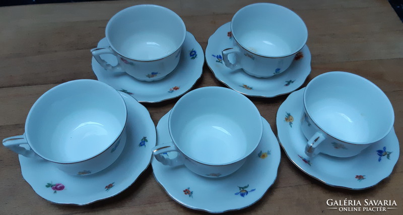 Zsolnay coffee cups with plates 5 pcs