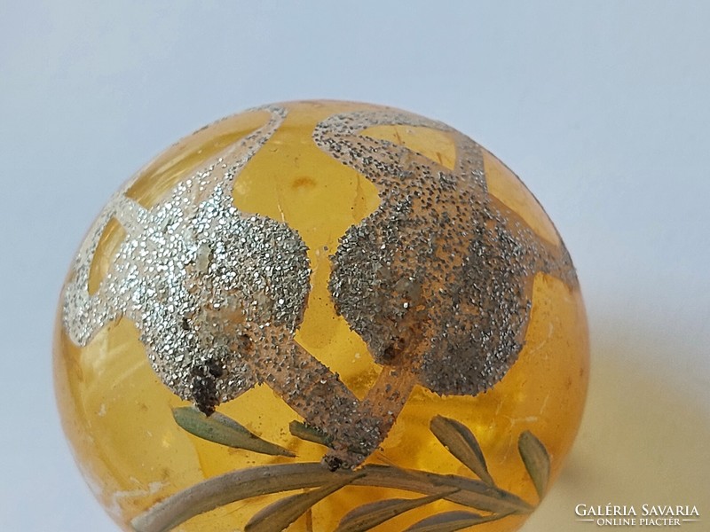 Old glass Christmas tree ornament painted sphere transparent glass ornament