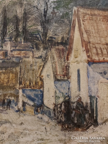 Sárkány Lóránd - "Falu részlet" gulaike - gulács szignált festménye -  333