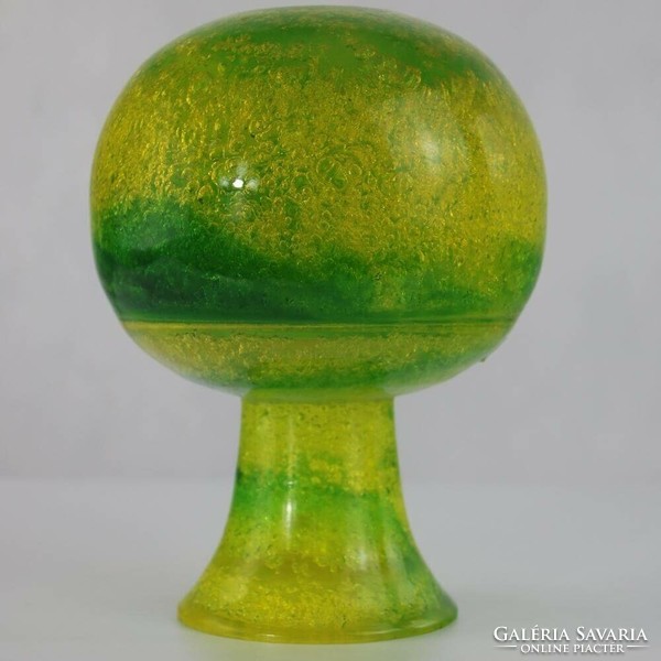 Space Age zöld-sárga műgyanta váza/dekoráció