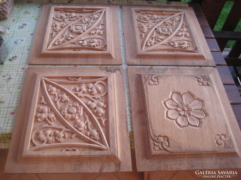 Carved furniture inserts, made of oak wood, 3 pcs., can also be used as a wall picture, the lower right sold