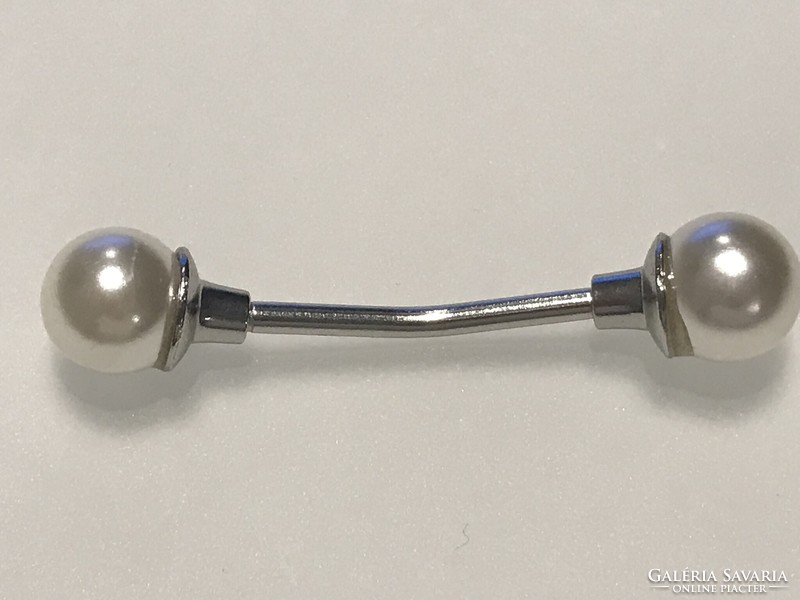 Collar pin with pearl, 6 cm long