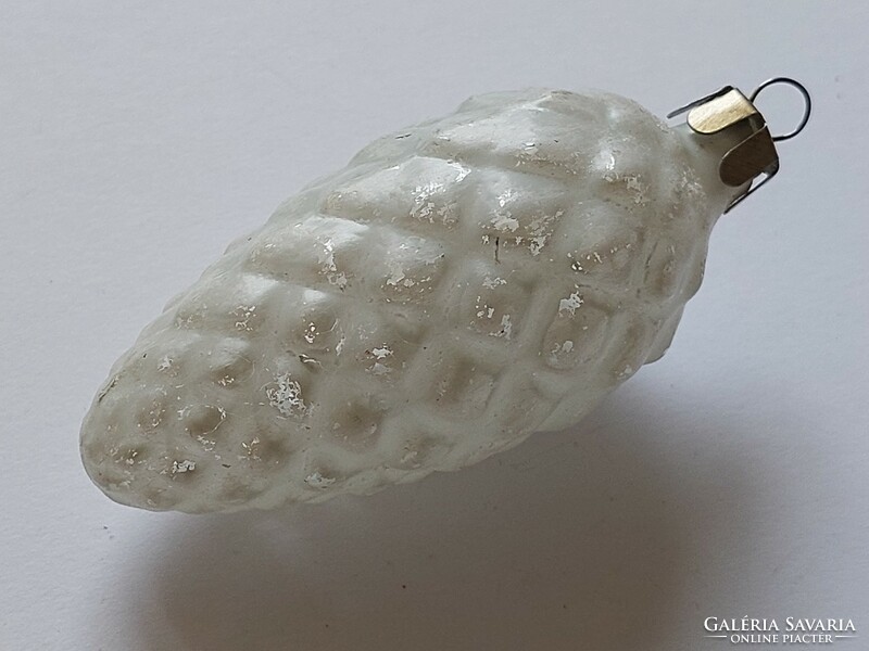Old glass Christmas tree ornament white cone glass ornament
