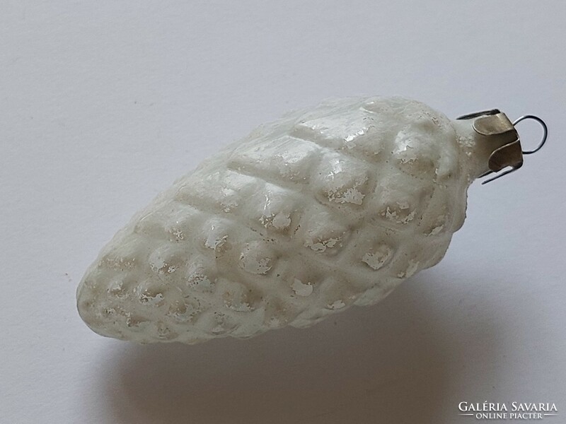 Old glass Christmas tree ornament white cone glass ornament