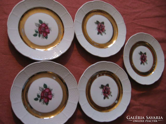 Thun tk czechoslovakia gilded, basket pattern, pink small plates 5 pcs