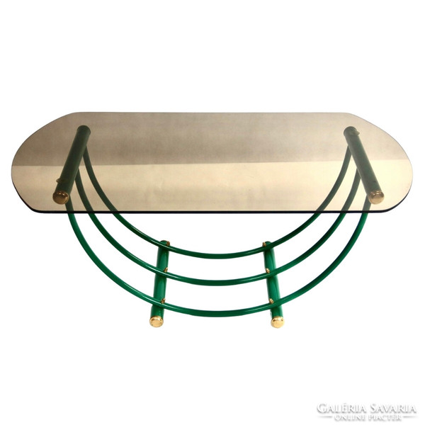 Industrial green and gold coffee table