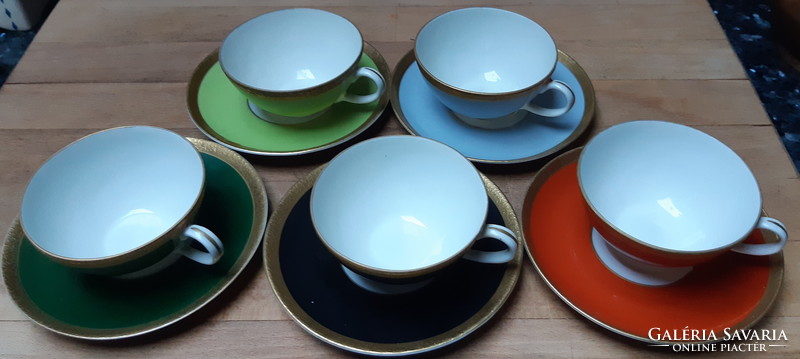 Art deco 5 color hand painted coffee set