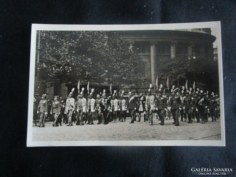 1930 governor Miklós Horthy + halberdiers St. István procession photo sheet contemporary photo - postcard