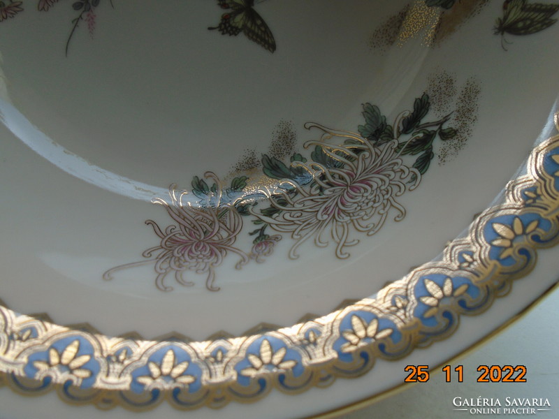 New decorative Japanese decorative bowl with pink glaze, gilded flower and butterfly patterns