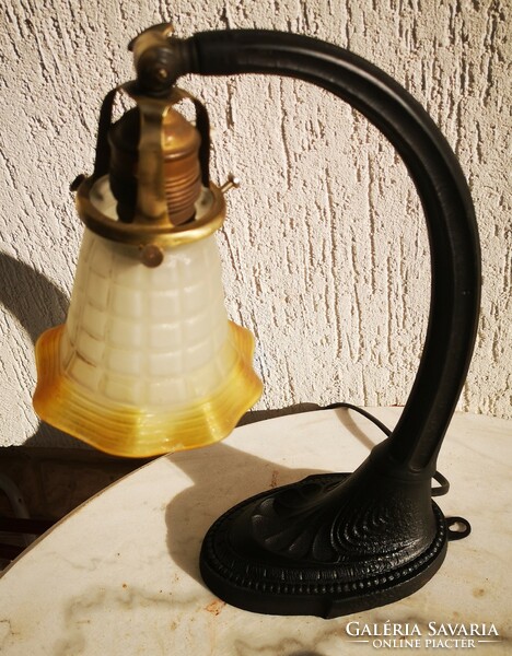 Antique Art Nouveau table lamp, wall arm, multi-function wall lamp, desk, bank lamp. Video too!