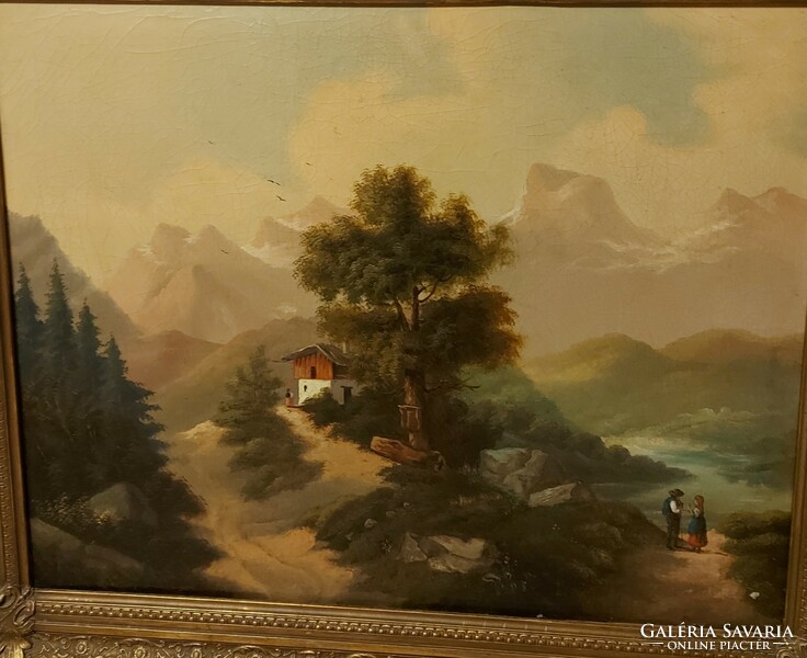Antique Biedermeier fabulous painting! Romantic landscape!