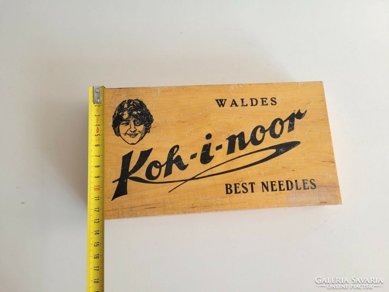 Old sewing wooden box koh-i-noor sewing needle box