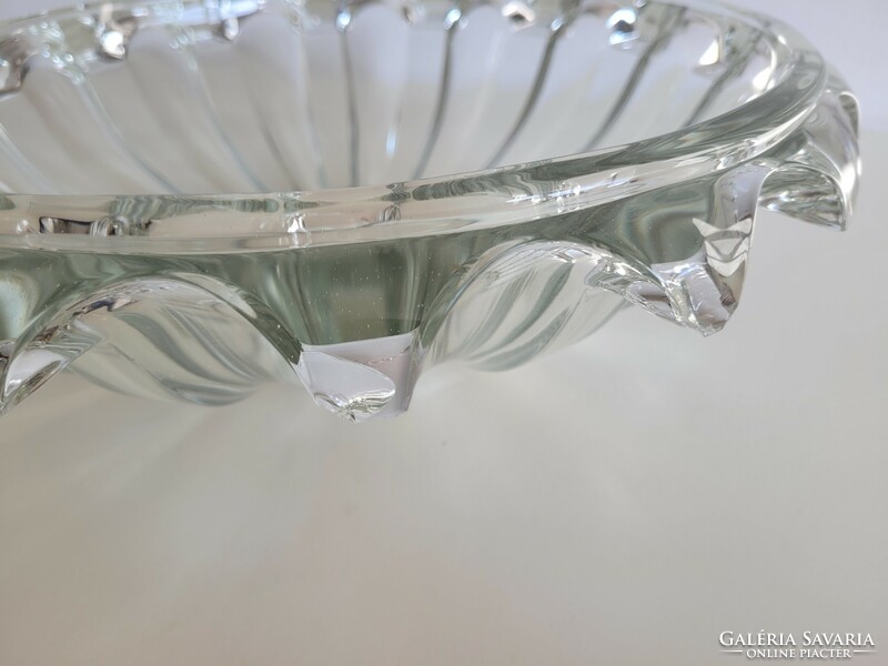 Régi art deco 37,5 cm bordás nagy méretű vintage üvegtál tál asztalközép kínáló