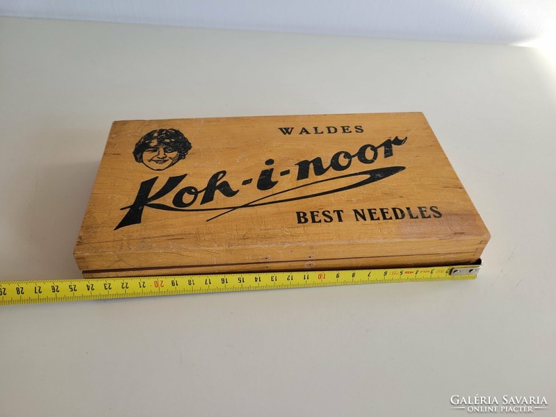 Old sewing wooden box koh-i-noor sewing needle box