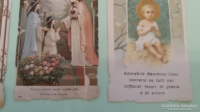 Régi kis szentkép csipkés szélű vallási emléklap 1899 imalap 3 db
