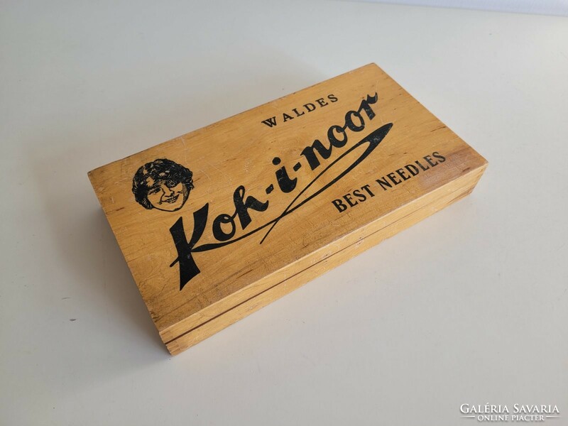 Old sewing wooden box koh-i-noor sewing needle box