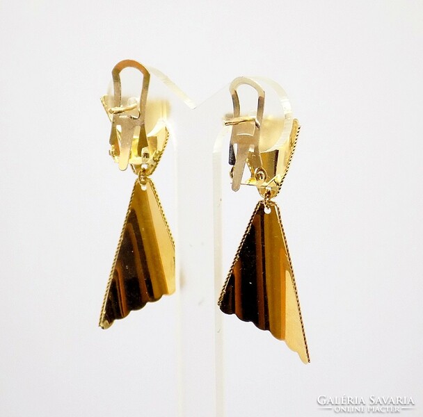 Gold dangle earrings with rose pattern (zal-au113655)