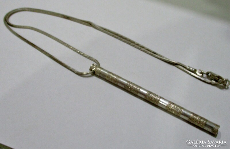 Beautiful modern long pendant silver necklace