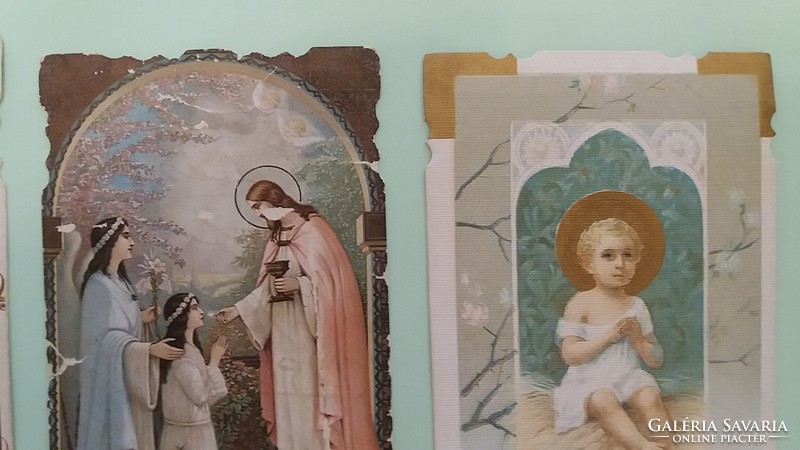 Old small image of a holy image with a lacy edge 1899 prayer 3 pcs