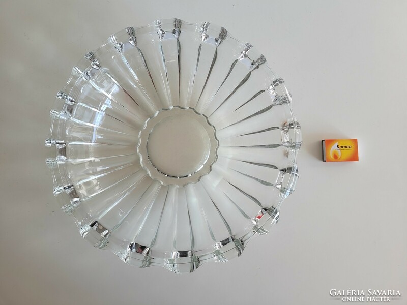 Régi art deco 37,5 cm bordás nagy méretű vintage üvegtál tál asztalközép kínáló