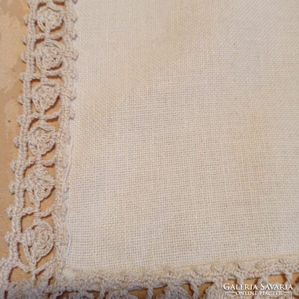 Canvas table runner, minimalist style, with crochet edge, 98 x 34.5 cm