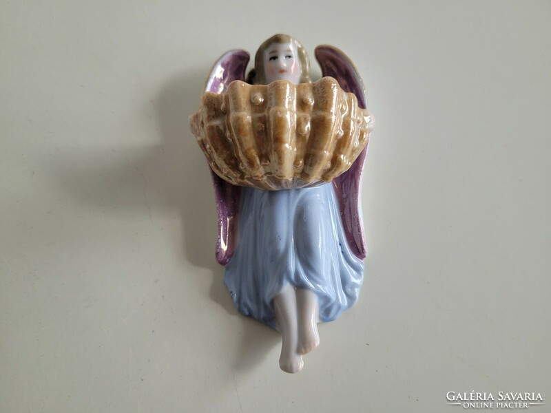 Old antique porcelain shell holding angel wall holy water holder eosin wall decoration grace object