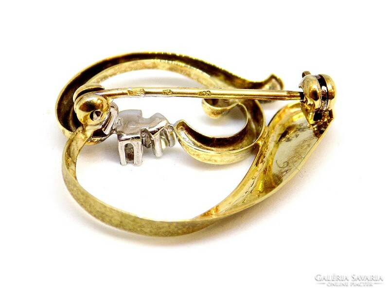 Stoned gold brooch (zal-au111734)