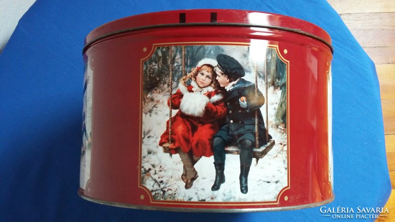 Old big Christmas biscuit in metal box