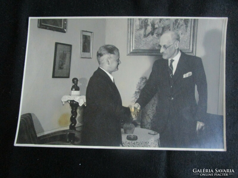 Circa 1946 President of the Republic Mihály Károlyi and Zoltán Tildy original marked contemporary photo