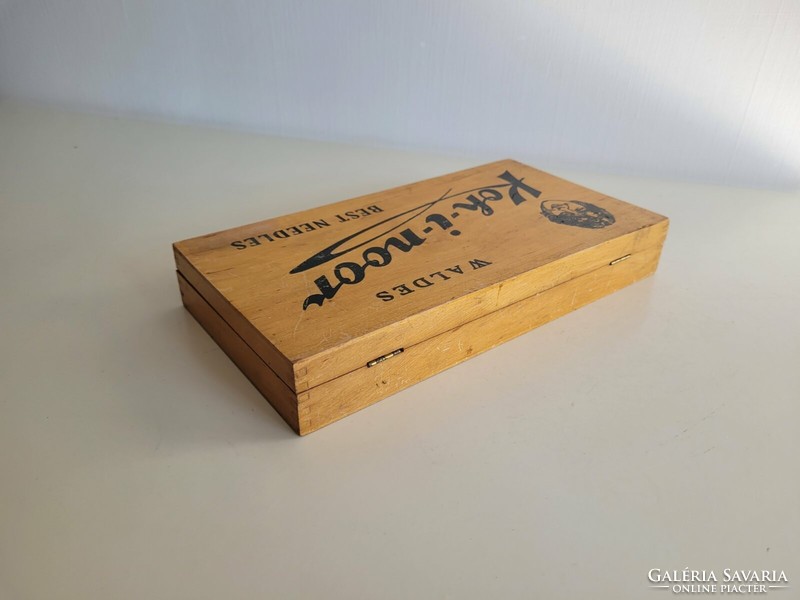 Old sewing wooden box koh-i-noor sewing needle box