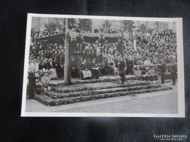 Entering Cluj Cluj 1940 governor Miklós Horthy + his wife photo sheet contemporary photo - postcard