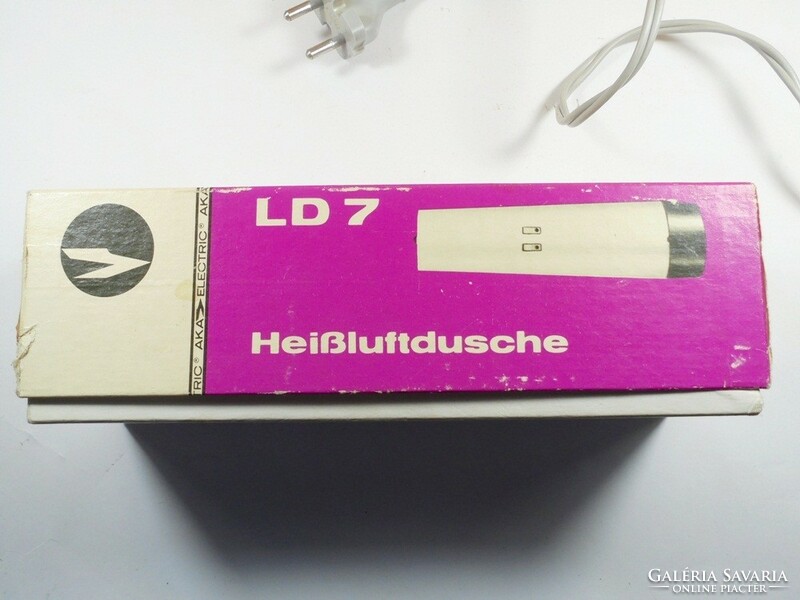 Retro, régi jó állapotú, DDR NDK keletnémet Heißluftdusche LD 7 típusú hajszárító dobozában,1970