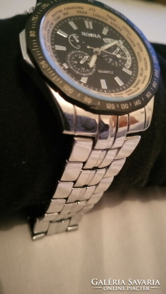 Rosra men's wristwatch with metal buckle, new.