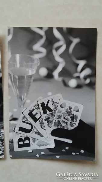 Retro újévi képeslap 1972 pezsgős régi levelezőlap 2 db