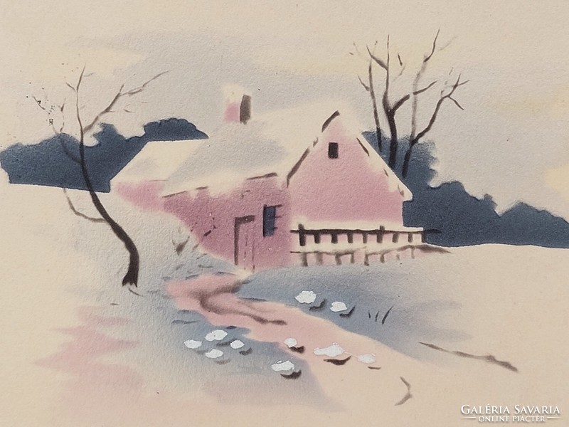 Régi karácsonyi képeslap 1911 havas tájkép levelezőlap