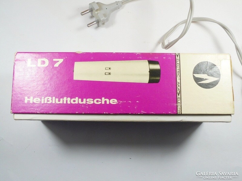 Retro, régi jó állapotú, DDR NDK keletnémet Heißluftdusche LD 7 típusú hajszárító dobozában,1970