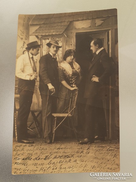 Régi fotó 1914 női férfi csoportkép vintage fénykép képeslap