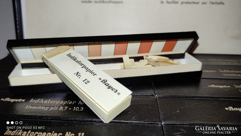Vintage BAYER indikator papiere PH teszt papír eredeti csomagolásban lakmusz papír szett dobozában