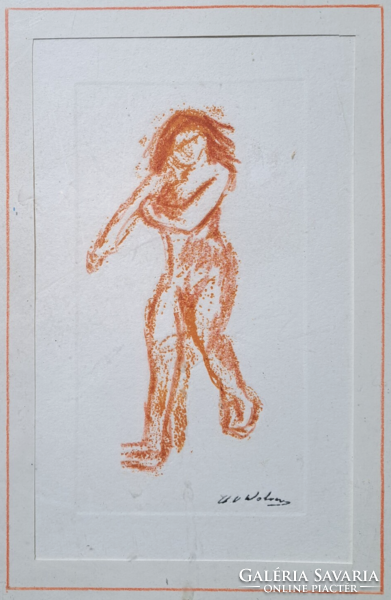 Ancestor - marked pencil drawing (43x37 cm) red chalk, female nude