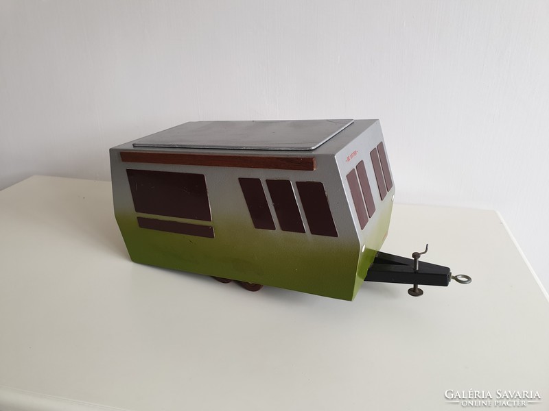 Old retro large toy wooden toy wooden caravan and phone booth 52 cm