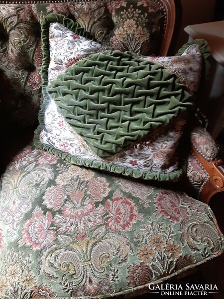 Five antique tapestry cushions