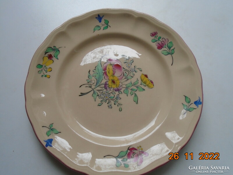 LUNEVILLE  ALT STRASBURG kézzel festett virágmintás francia fajansz tányér