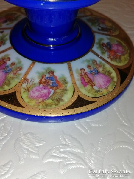 "Bavaria" (Paul Leitner), királykék asztali porcelán gyertyatartó, dekoráció.