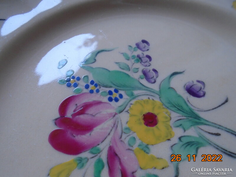 LUNEVILLE ALT STRASBURG kézzel festett virágmintás francia fajansz tányér