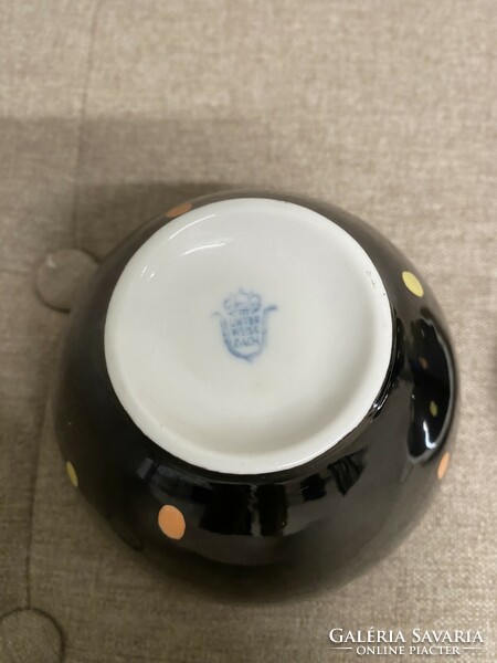 Unterweissbach German porcelain sugar bowl with tongs a32