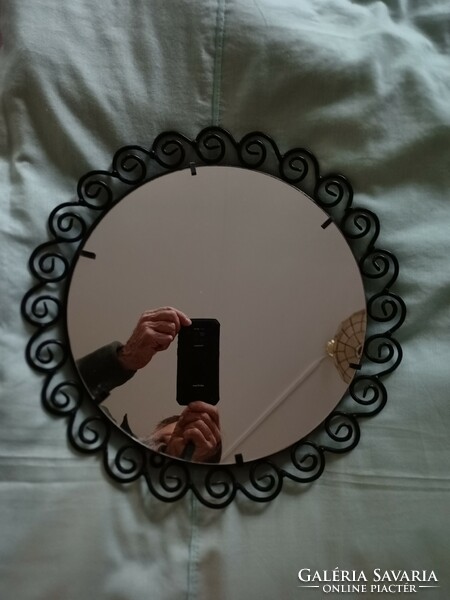 Mirror - painted, round, metal-framed wall mirror