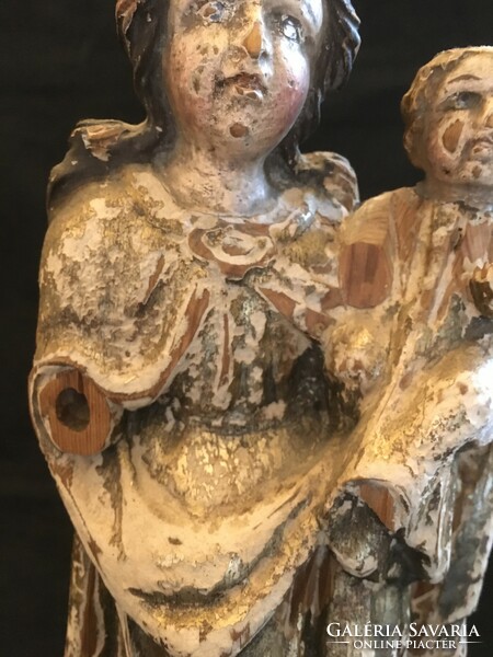 Xviii.-Xix.Sz.I. Wooden statue of Mary with baby Jesus!! 33 cm!!!