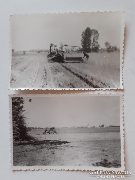 Old photo vintage photo farming harvest tractor 2 pcs